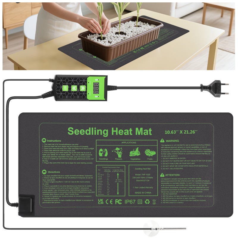 Tappetino Riscaldante Lerway 52x25 Cm 30W Per Piantine, Rettili E Animali Domestici - Verde