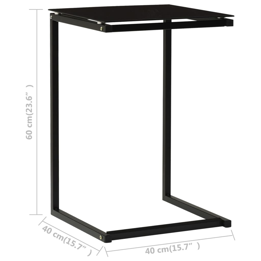 Table d'appoint Noir 40x40x60 cm Verre trempé vidaXL - 3