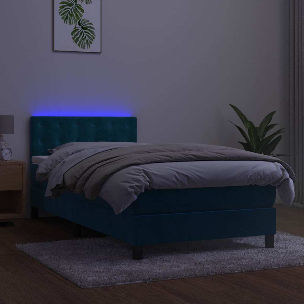 Lit à lattes avec matelas LED bleu foncé 100 x 200 cm - 4