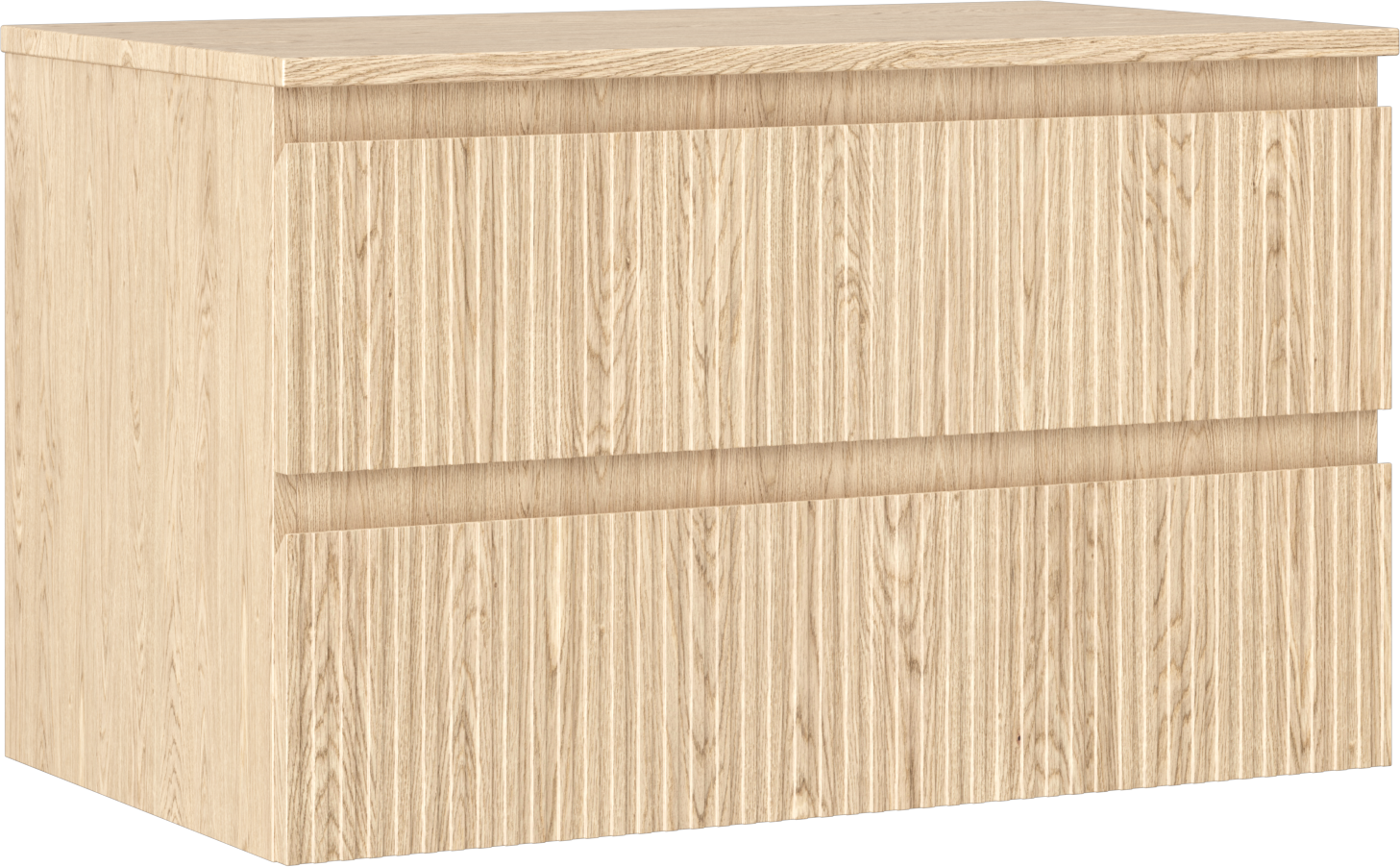Mexen Rivel szafka łazienkowa podumywalkowa 80 cm z blatem, 2 szuflady, ryflowana , dąb - 91A20-08047-2-BFFC81