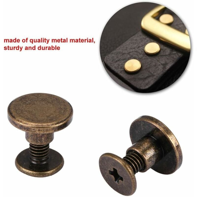 Lot 12 Rivets Goujons Creux – 12x7 Mm, Pointe Pour Cuir Foncé, Vis Dos, Others