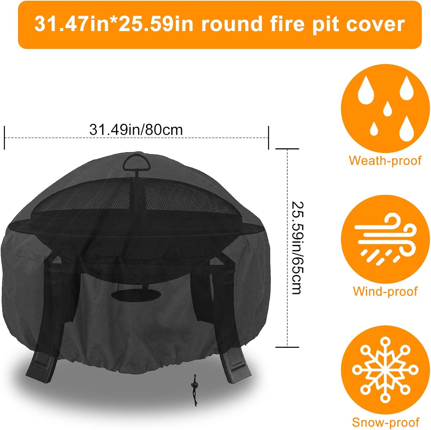 Housse Pour Barbecue Rond Ø70 X H75 Cm - Polyester 600D étanche & Anti-UV - Terre Jardin - 2