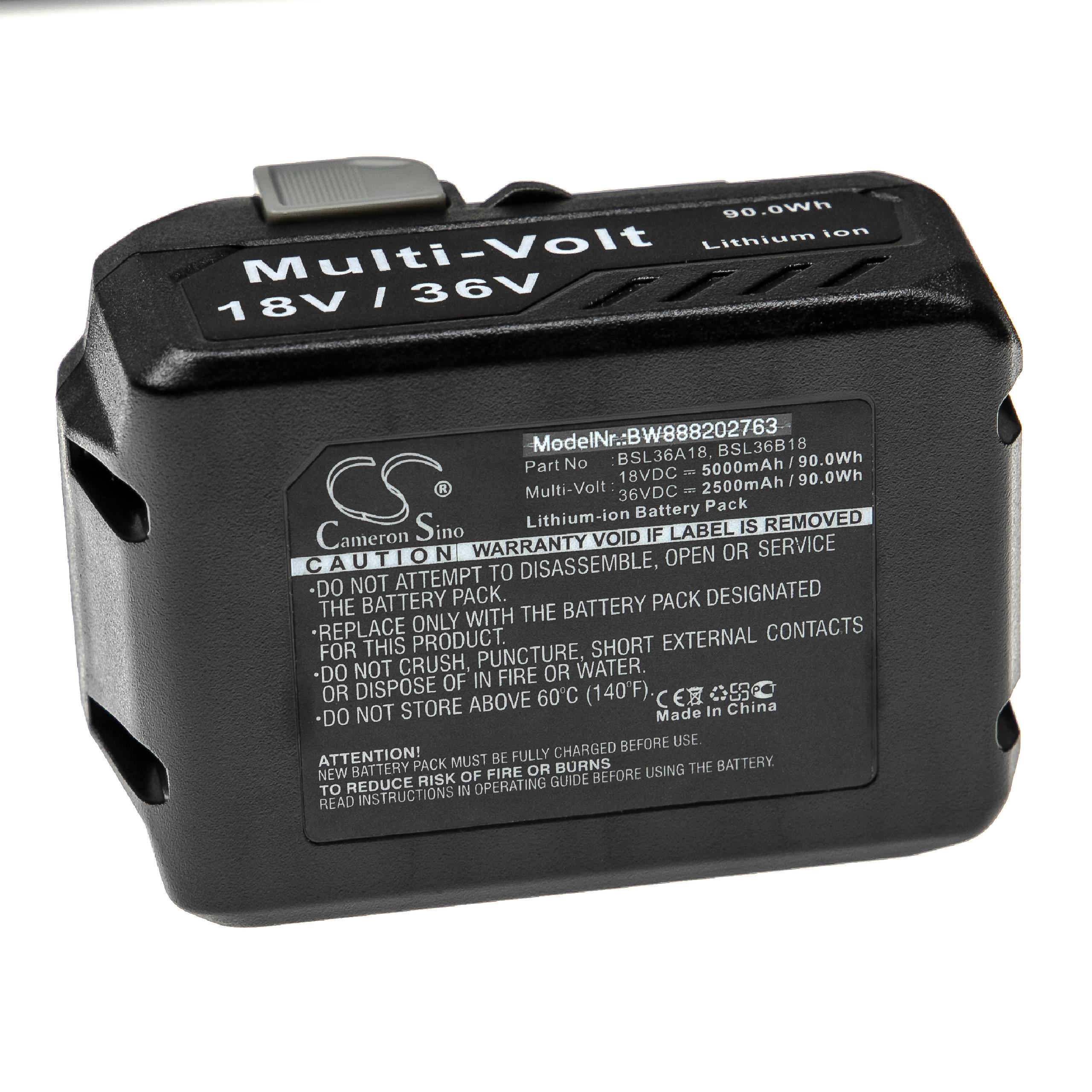 vhbw Batterie compatible avec HiKOKI DH18DBQL, DH36, DH36DMA, DH36DPA, DH36DPB outil électrique (5000 / 2500 mAh, Li-ion, 18 / 36 V) - 2