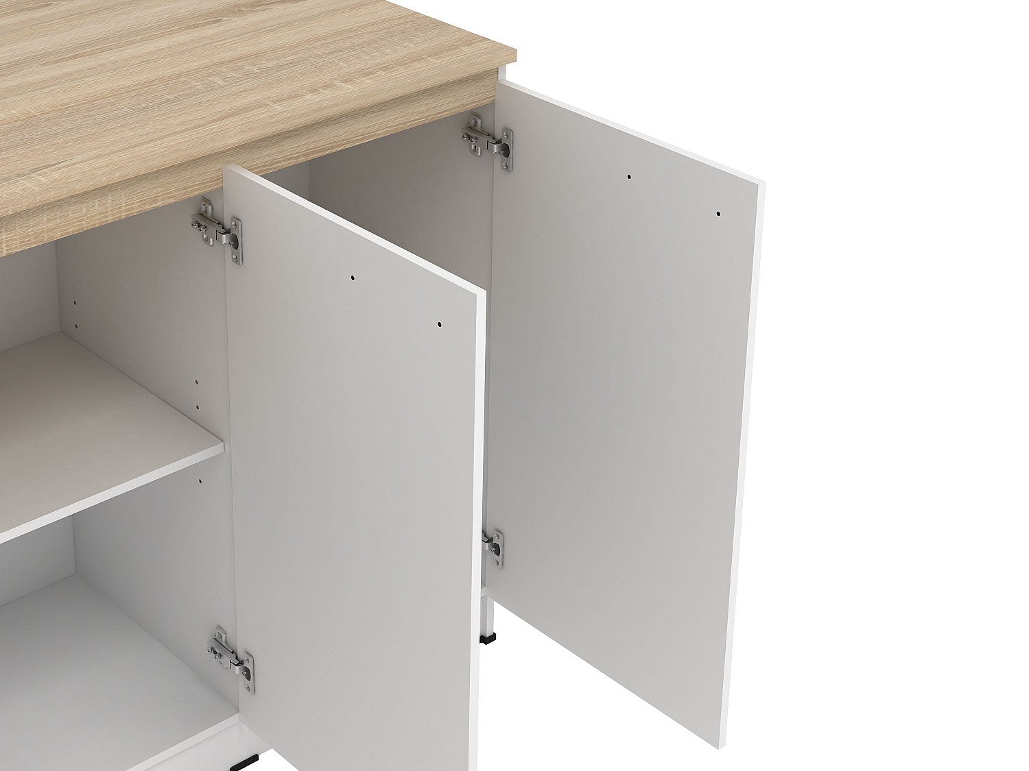 Ensemble îlot central de cuisine + 2 tabourets - Blanc et Naturel clair - NUSICE - 8