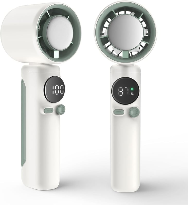 Przenośny wentylator - Mini przenośny wentylator turbo - 4000 mAh - Regulowana prędkość (1-100) - Nadaje się do podróży i na zewnątrz - Beżowy