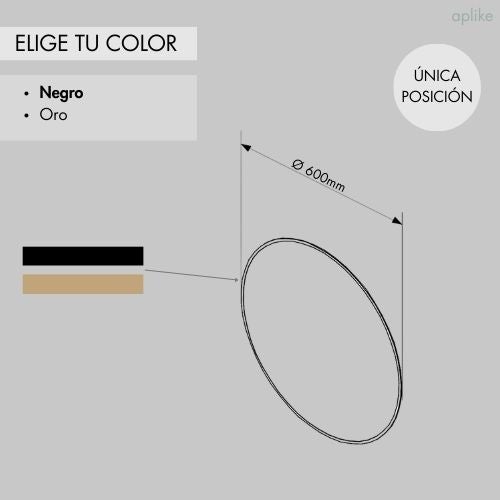 Espejo de Baño Redondo con Luz LED - Luz Blanca Fría (5700K) - Diámetro 60cm | Modelo Sidney (Dorado) - 3