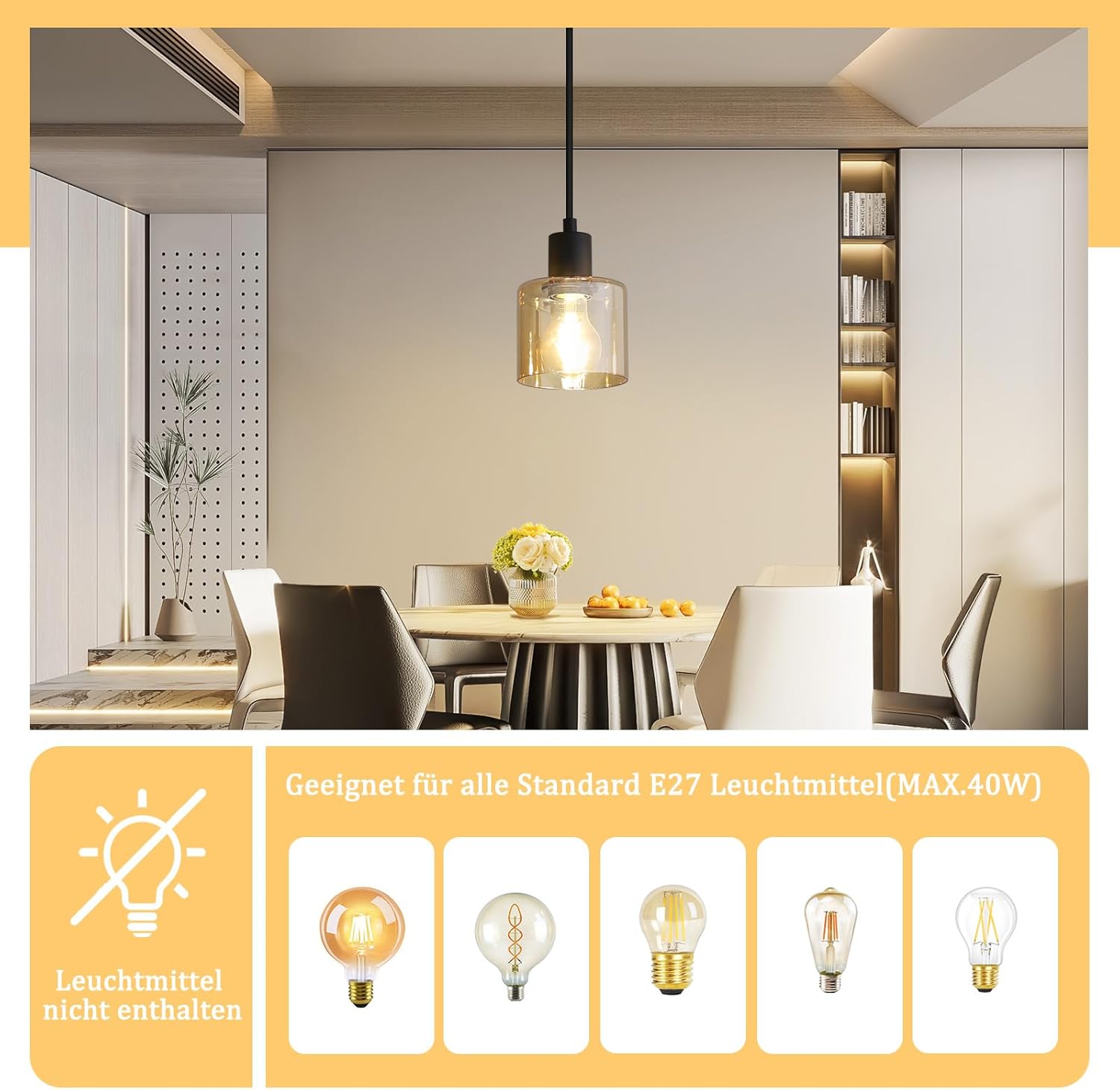 NETTLIFE Lámpara colgante para mesa de comedor lámpara colgante vintage E27 lámpara colgante negra 1 bombilla retro industrial - 6