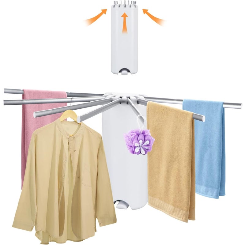 Ścienny wieszak na ubrania Octopus, składany i zajmujący mało miejsca, z 7 prętami na ubrania do sypialni, pralni, na balkon (aluminium)