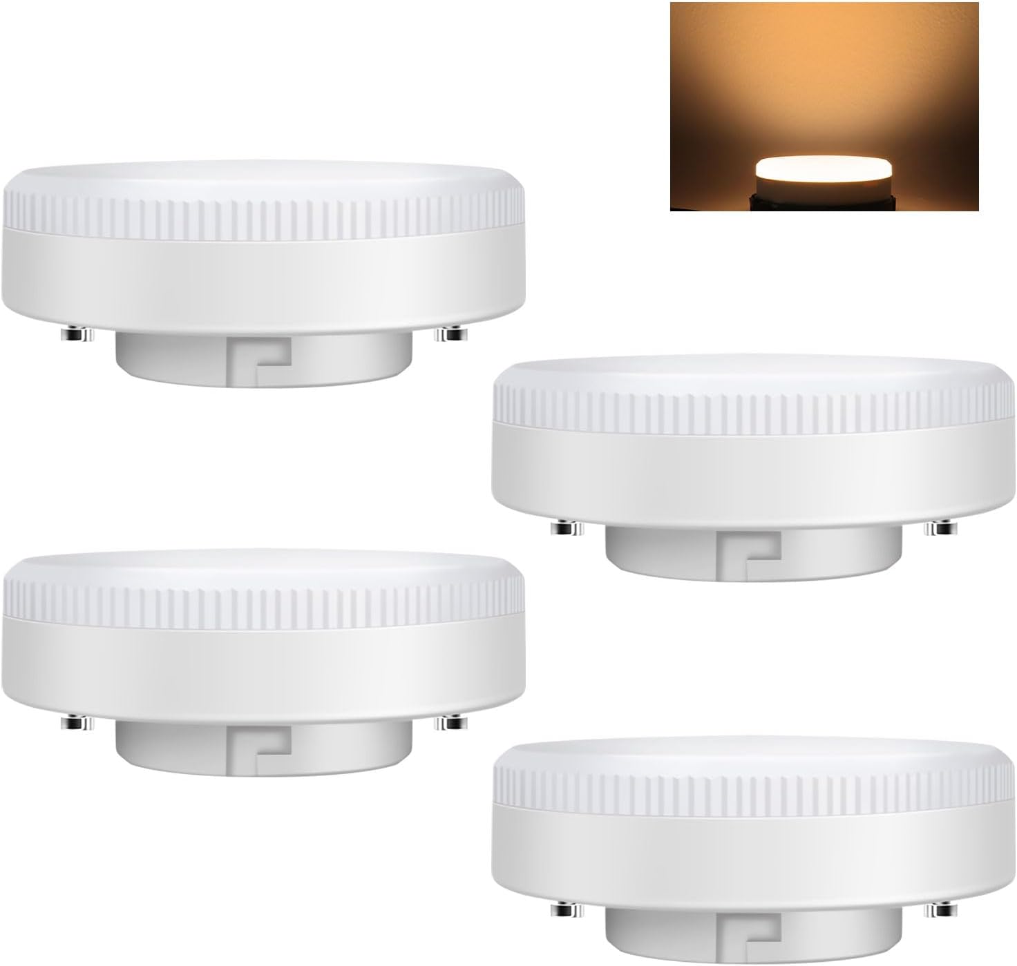 Zestaw 4 Żarówek LED GX53 9W – Biały Ciepły 3000K – Bez Możliwości Ściemniania – Odpowiednik Halogenu 71W – Reflektor Oświetleniowy do Szafek