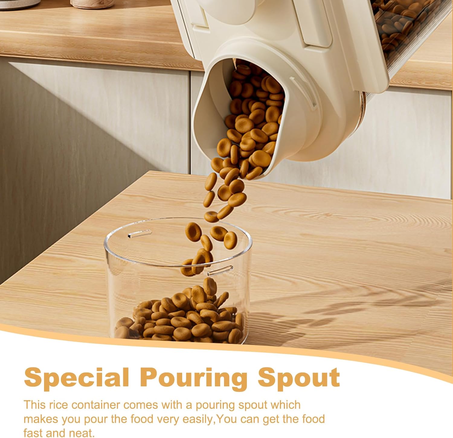 contenitore ermetico da cucina in plastica bianco crema da 18,5*10,5*24 cm con coperchio per conservare cereali e farina. - 3