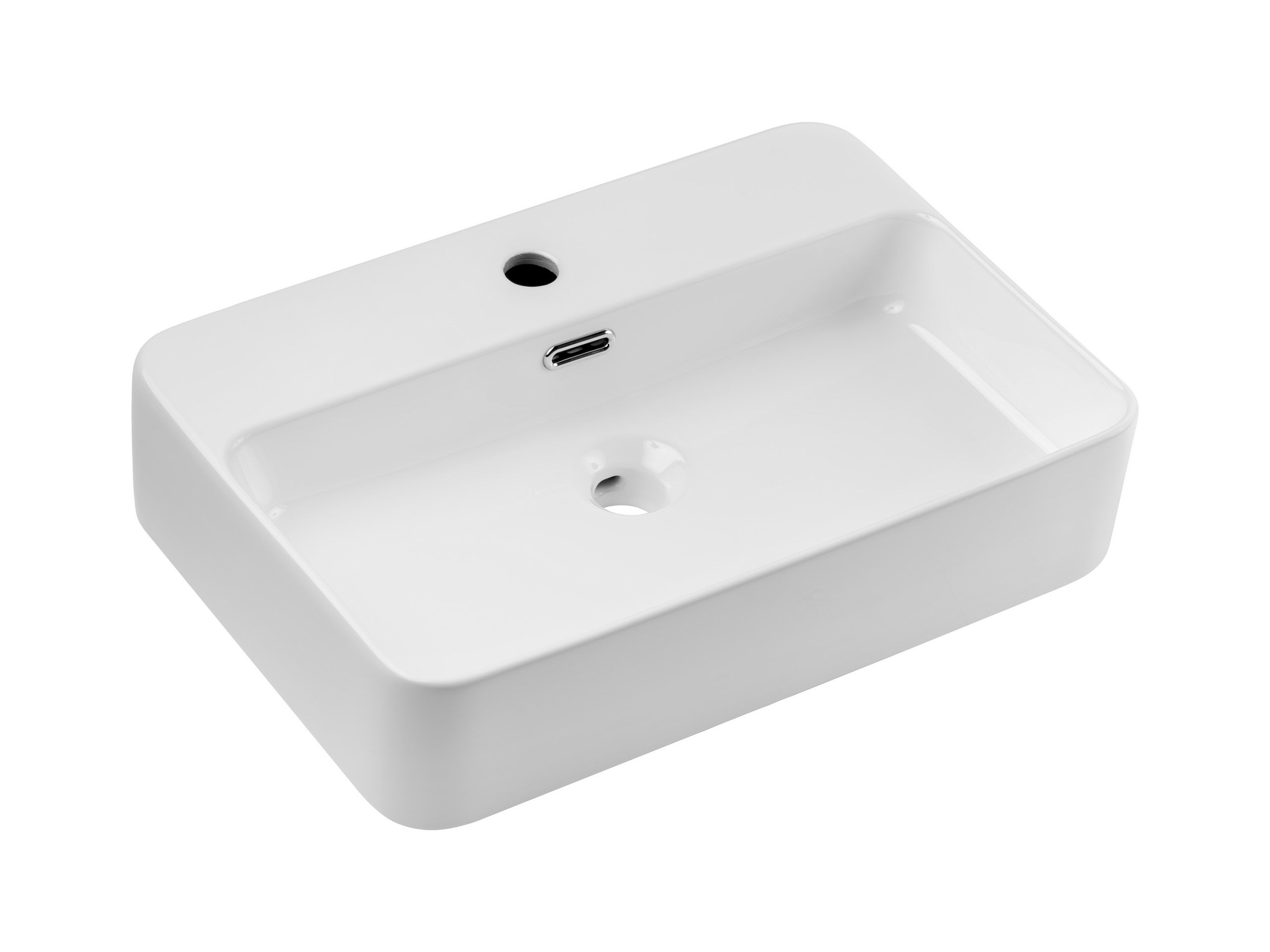 Umywalka nablatowa TRUST 2 WHITE 55 cm biała połysk ceramika - 4