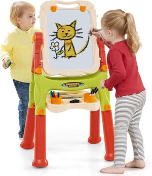 Tableau Double Face Enfant 4 En 1 - Chevalet Réglable Avec Rotation 360° Pour Dessin, Peinture Et Magnétique - Idéal 2-8 Ans