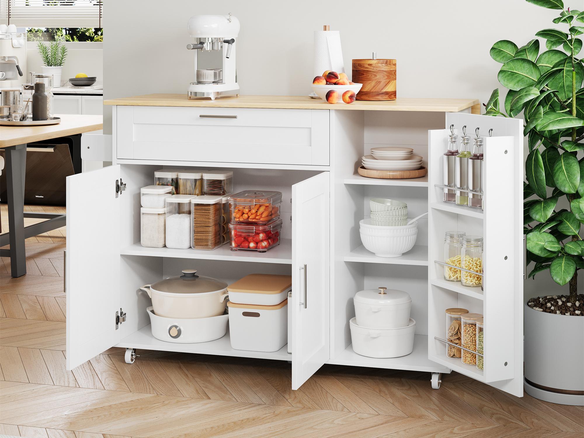 Isola Centrale Cucina UGO 110 Cm – Piano In Legno Grigio/Bianco Con Contenitori - 4