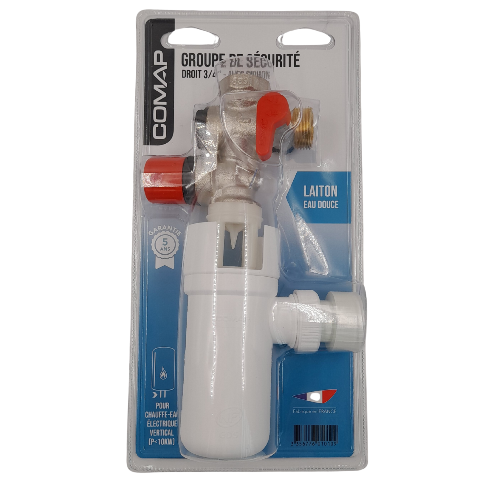 COMAP Groupe de sécurité 889 droit avec siphon d'évacuation pour chauffe-eau, cumulus - 20x27 ou 3/4