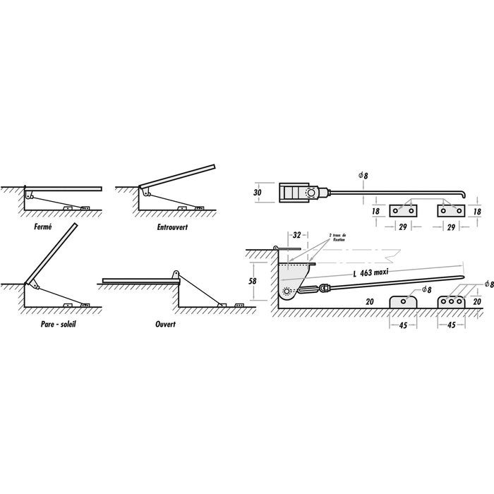 Arrêt de volet standard MANTION - L.463 mm - 1300 - 2
