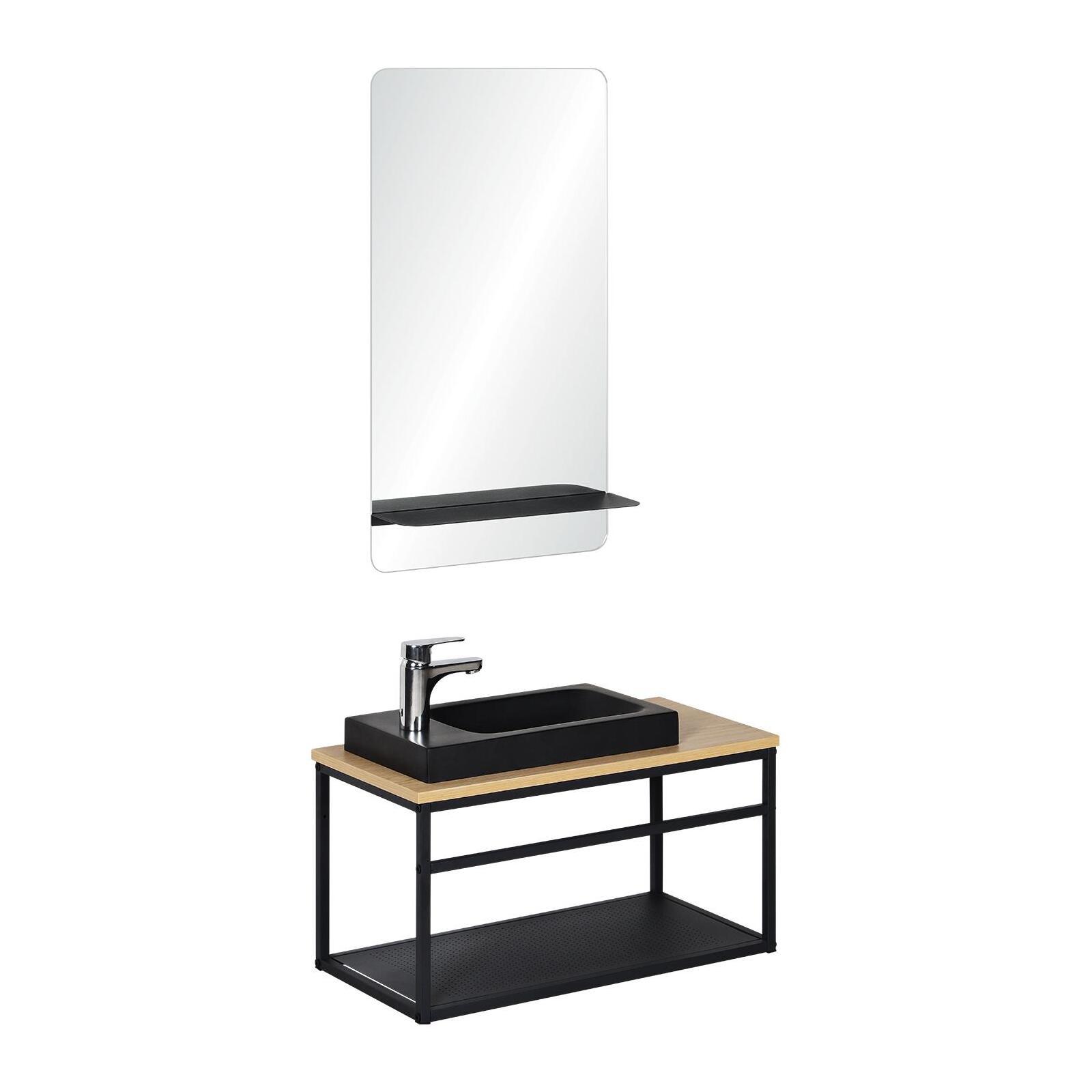 Ensemble lave-mains WILO grande largeur avec robinet et miroir 60cm - 2