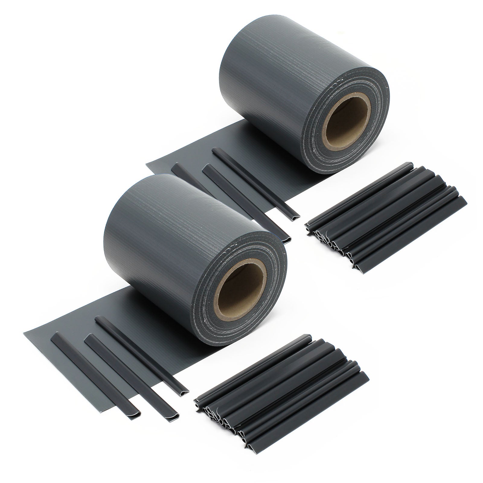 Cinta protección vallas, antracita 70mx19cm, PVC 650g/m², con 40 clips ...