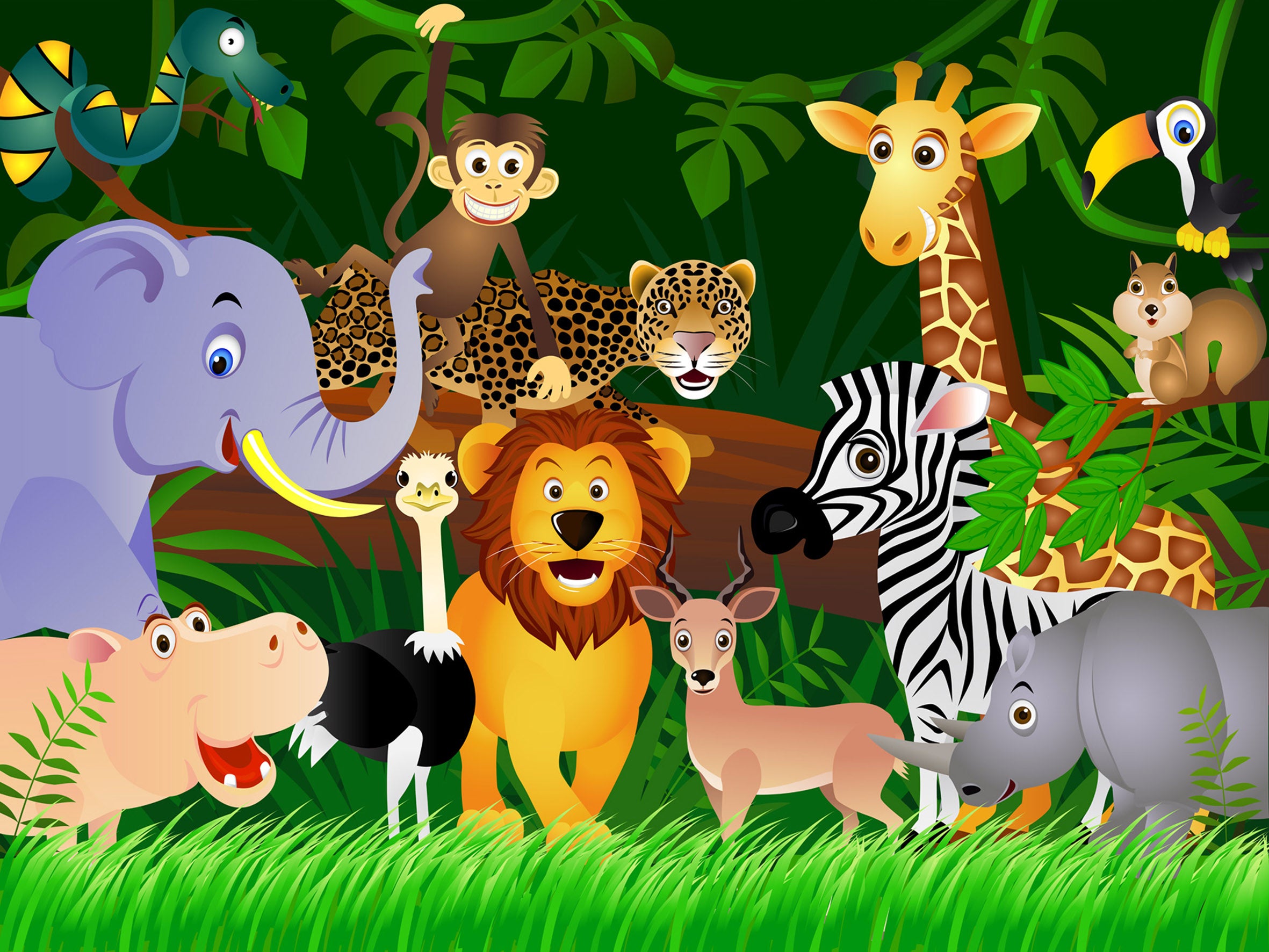 Papier peint animaux motif forêt pour enfants
