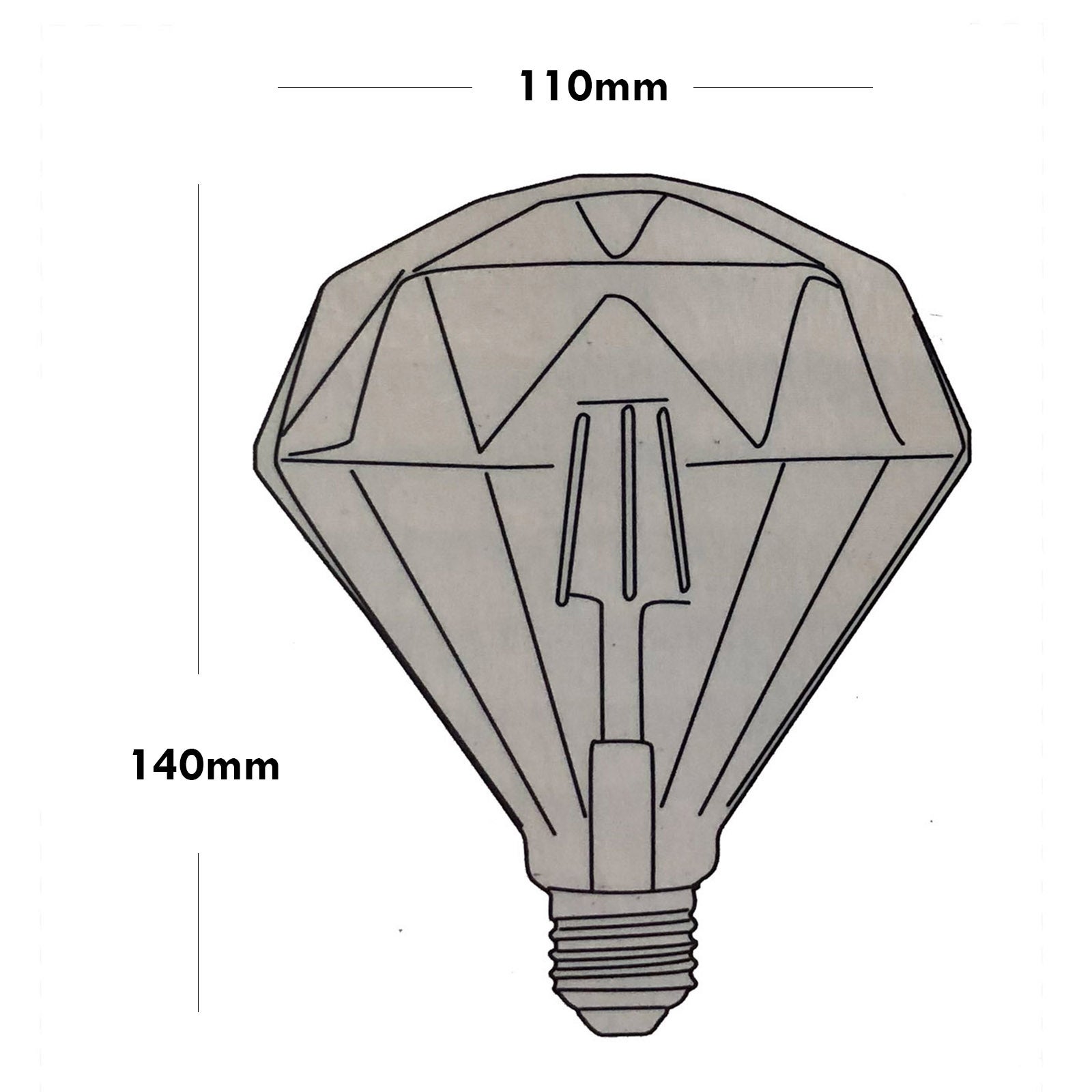 Lampe décorative en verre LED 4W faite 35W E27 lumière diamant 2500K ampoule vintage pub bar taverne - 4
