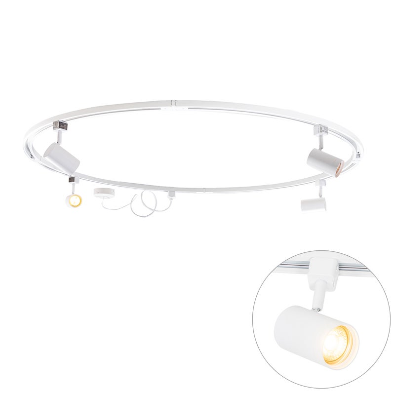 Nowoczesny system oświetlenia szynowego z 4 reflektorami białymi, 1-fazowy, okrągły - Iconic Jeana