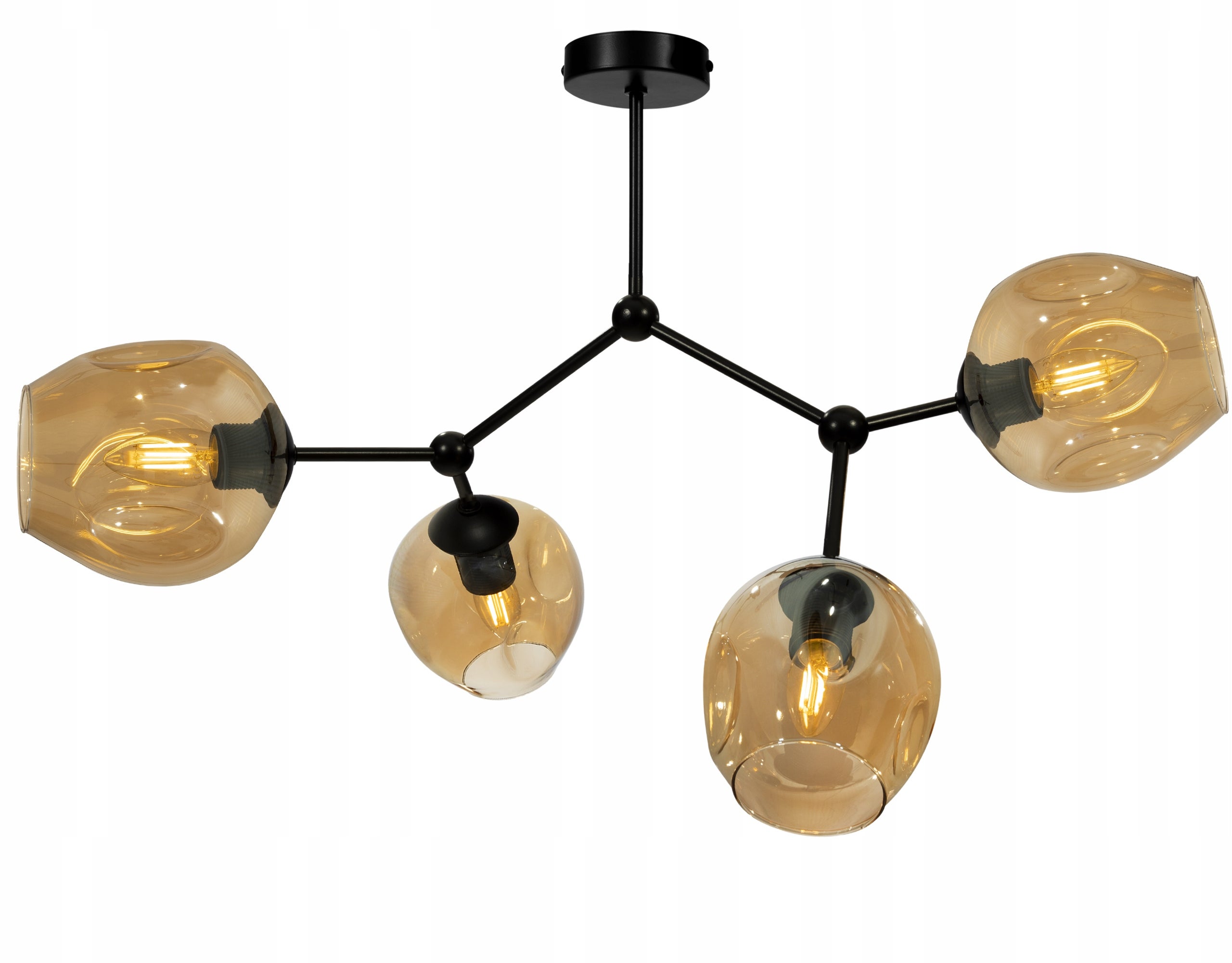 Lampa sufitowa wisząca modern 4xE27 klosz okrągły czarny/miodowy Light Home LH