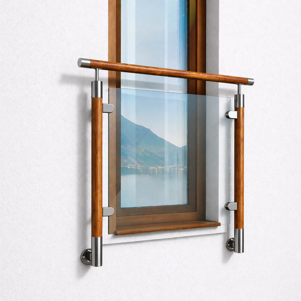 Barandilla exterior de seguridad ventana - nicea ii imitacion madera roble oro - ventana 120 cm