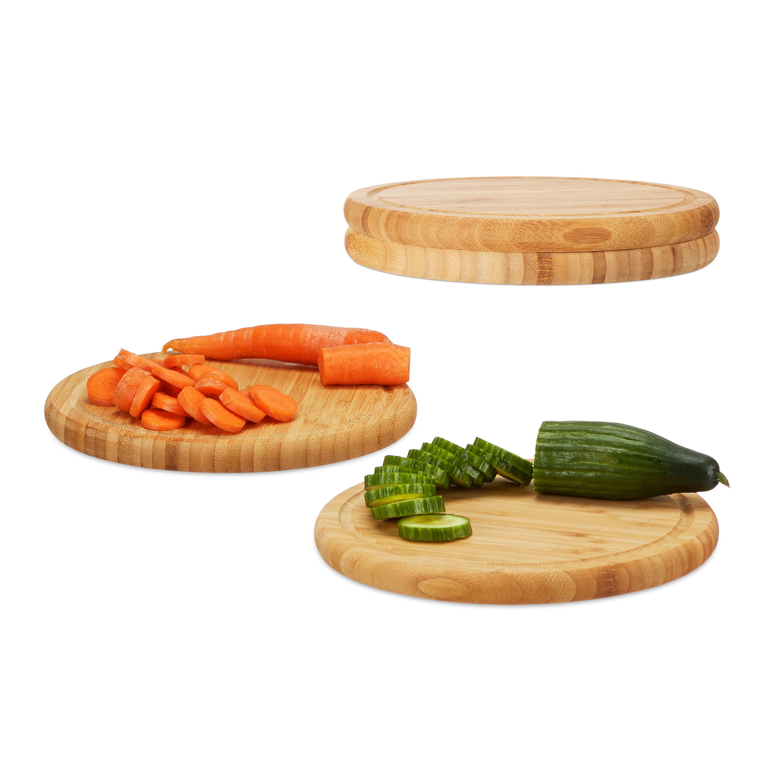 Planches Petit-déjeuner En Bambou - Set De 4, Rondes 30 Cm, Pour Découpe Et Service