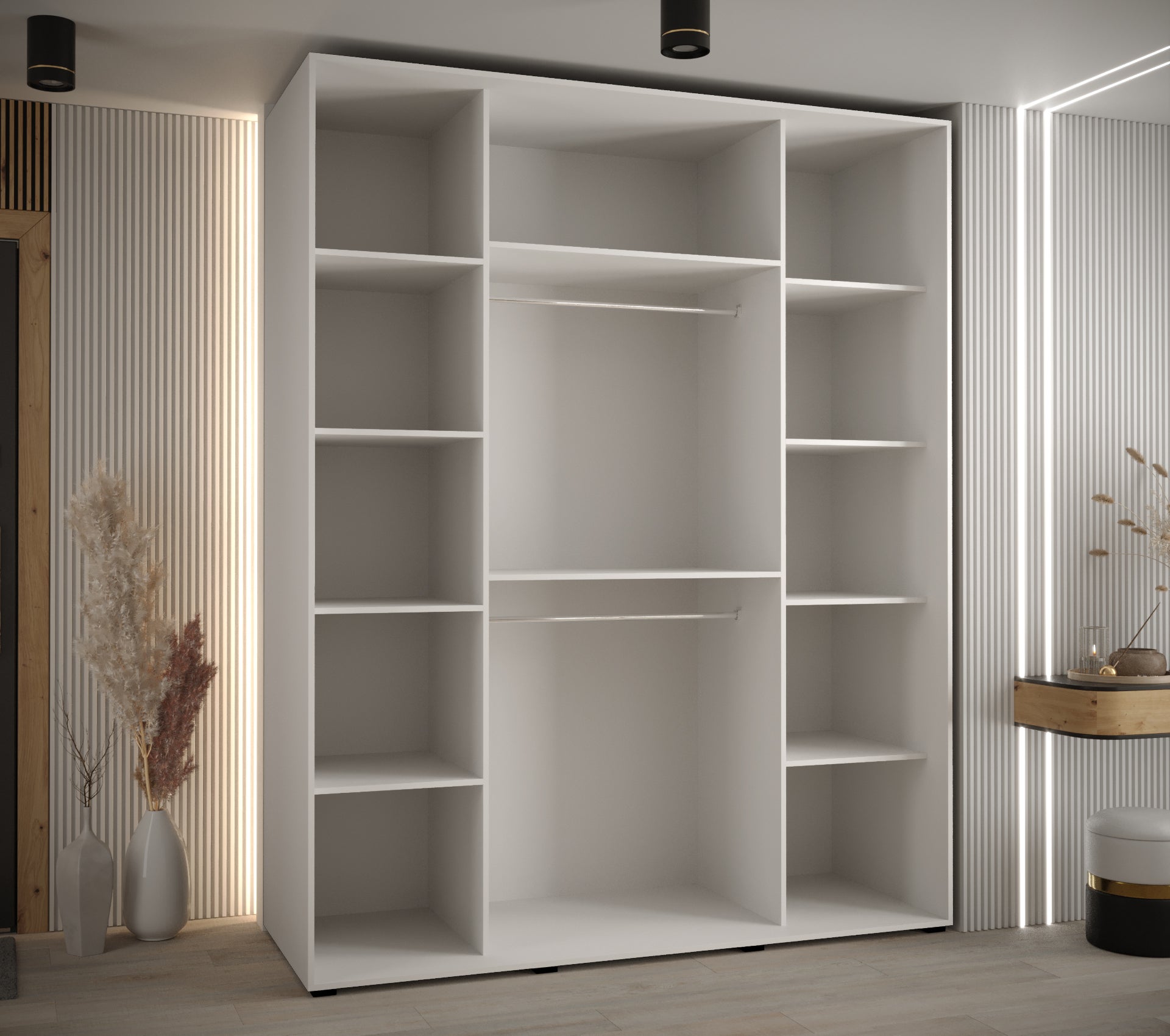 Szafa przesuwna wysoka Davos 10 200 x 60 x 235,2 cm biały + artisan + u. srebrny - Abiks Meble - 4