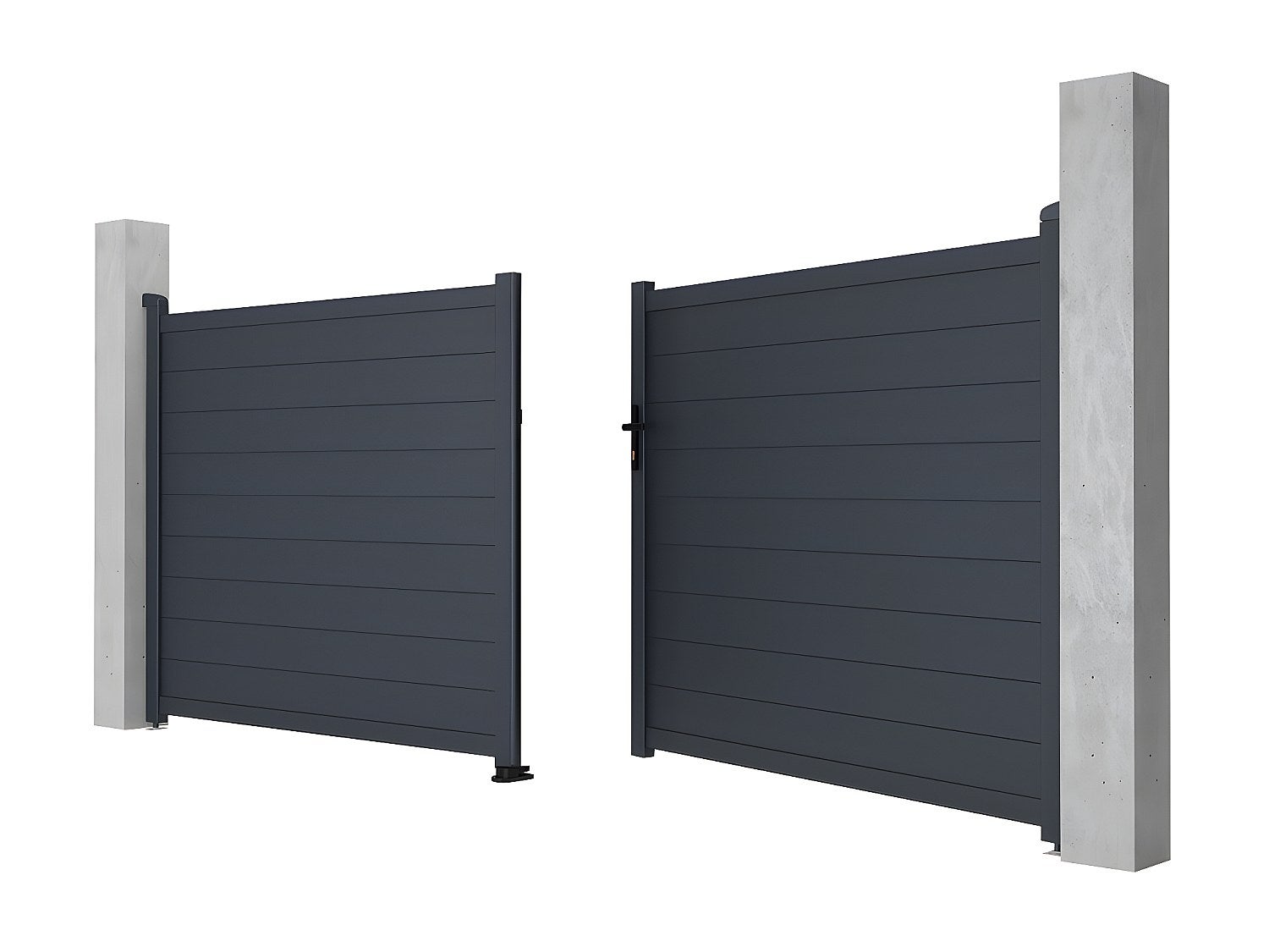 Portail battant aluminium plein L397 x H166 cm anthracite - NAZARIO - 4