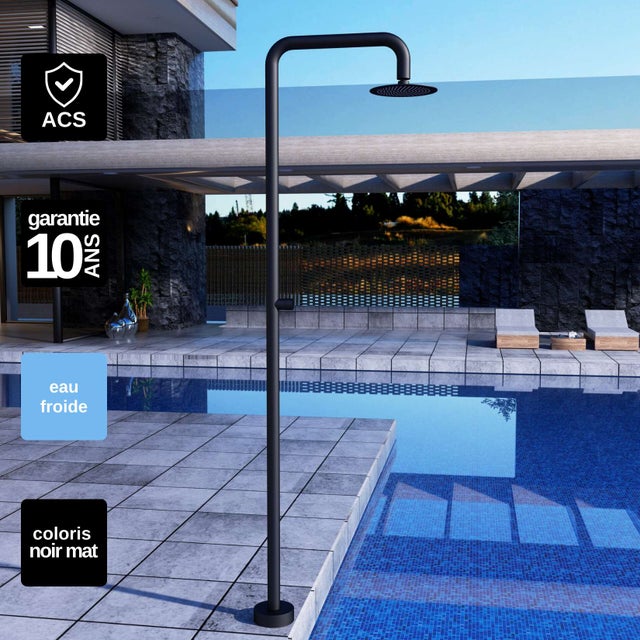 Douche extérieure en Acier Inoxydable - Noir Mat - OREGON POOLIMEX