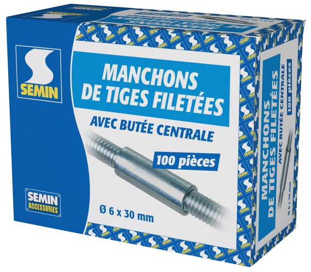 Manchons pour Tige Filetée 6 x 30 mm Semin, boite de 100