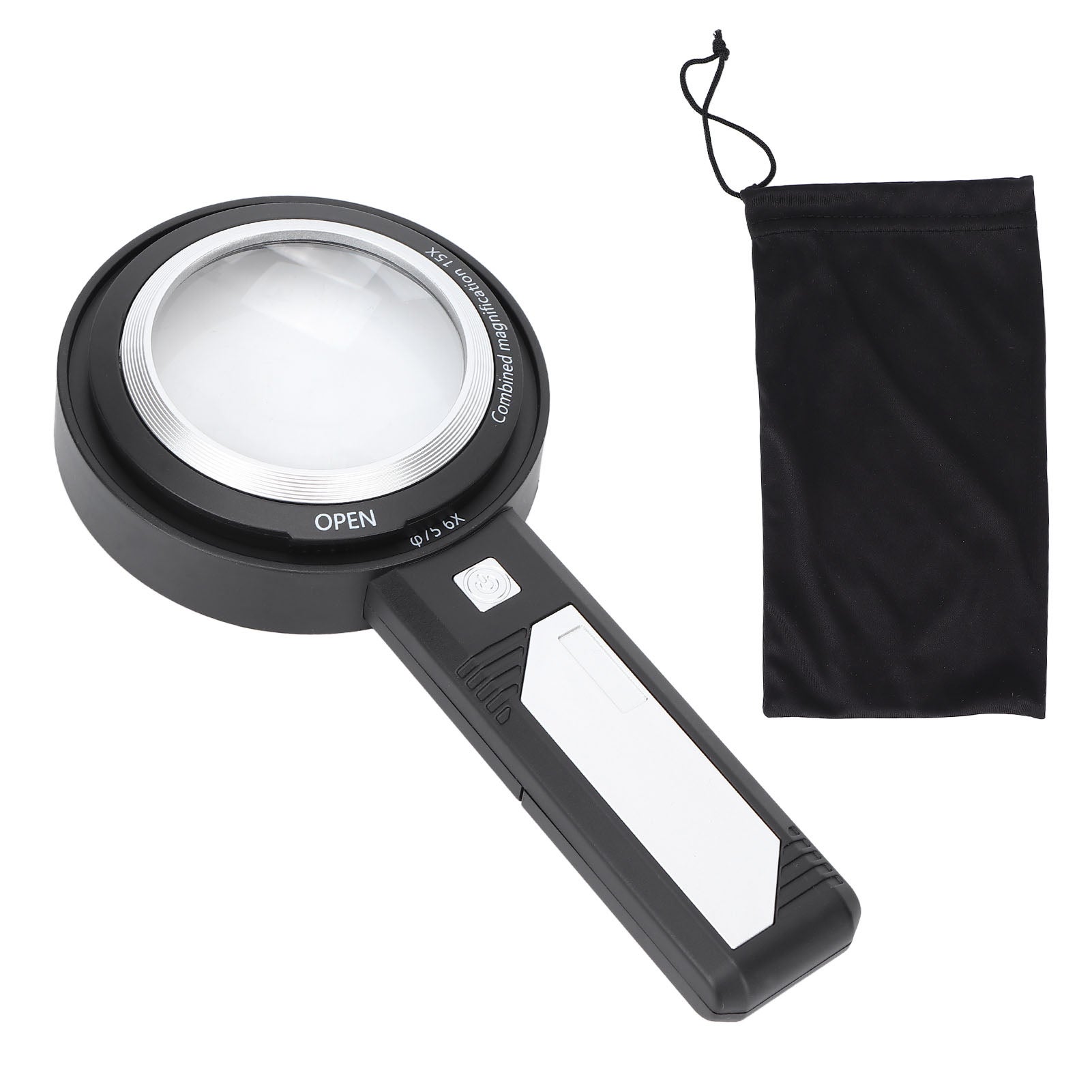 Ręczna lupa z soczewką dla seniorów 6X/15X, 6 diod LED, do inspekcji podczas czytania