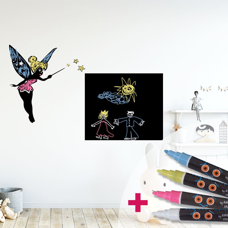 Adesivo lavagna fata + 4 gessi liquidi - Sticker adesivo - adesivi murali - 85x135cm - 3