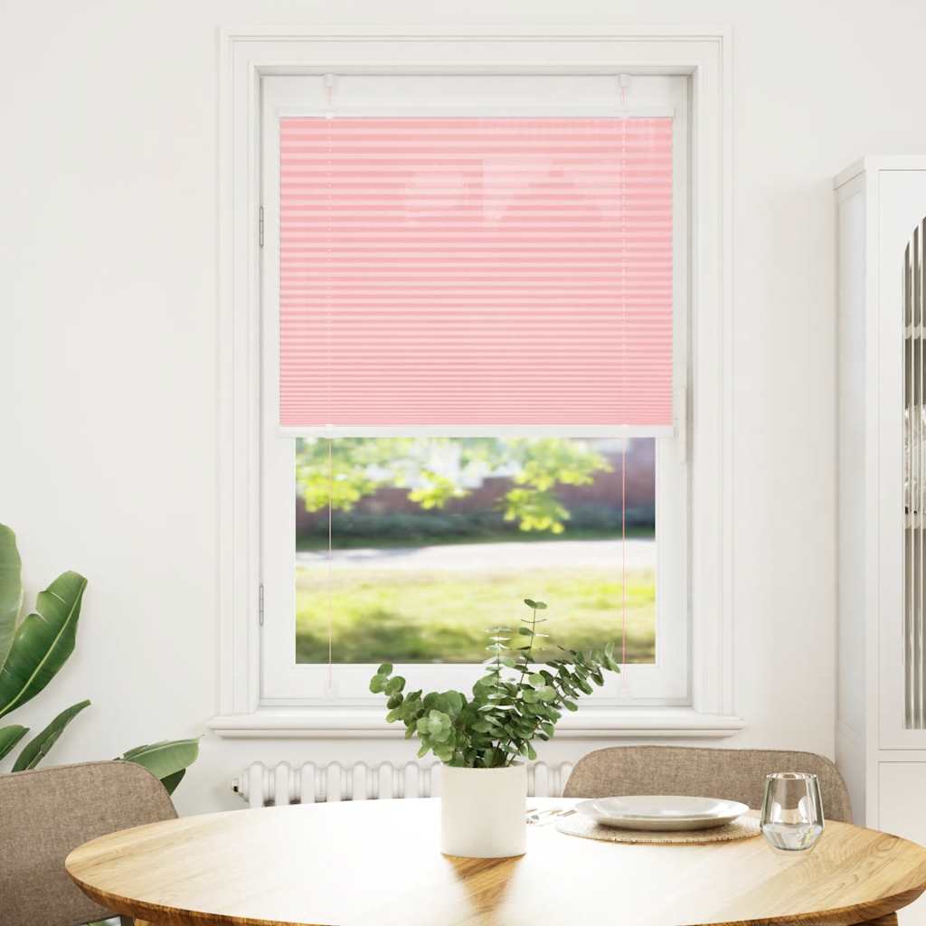 Roleta plisowana różowa 70x100 cm szerokości, wykonana z tkaniny poliestrowej, 69,4 cm