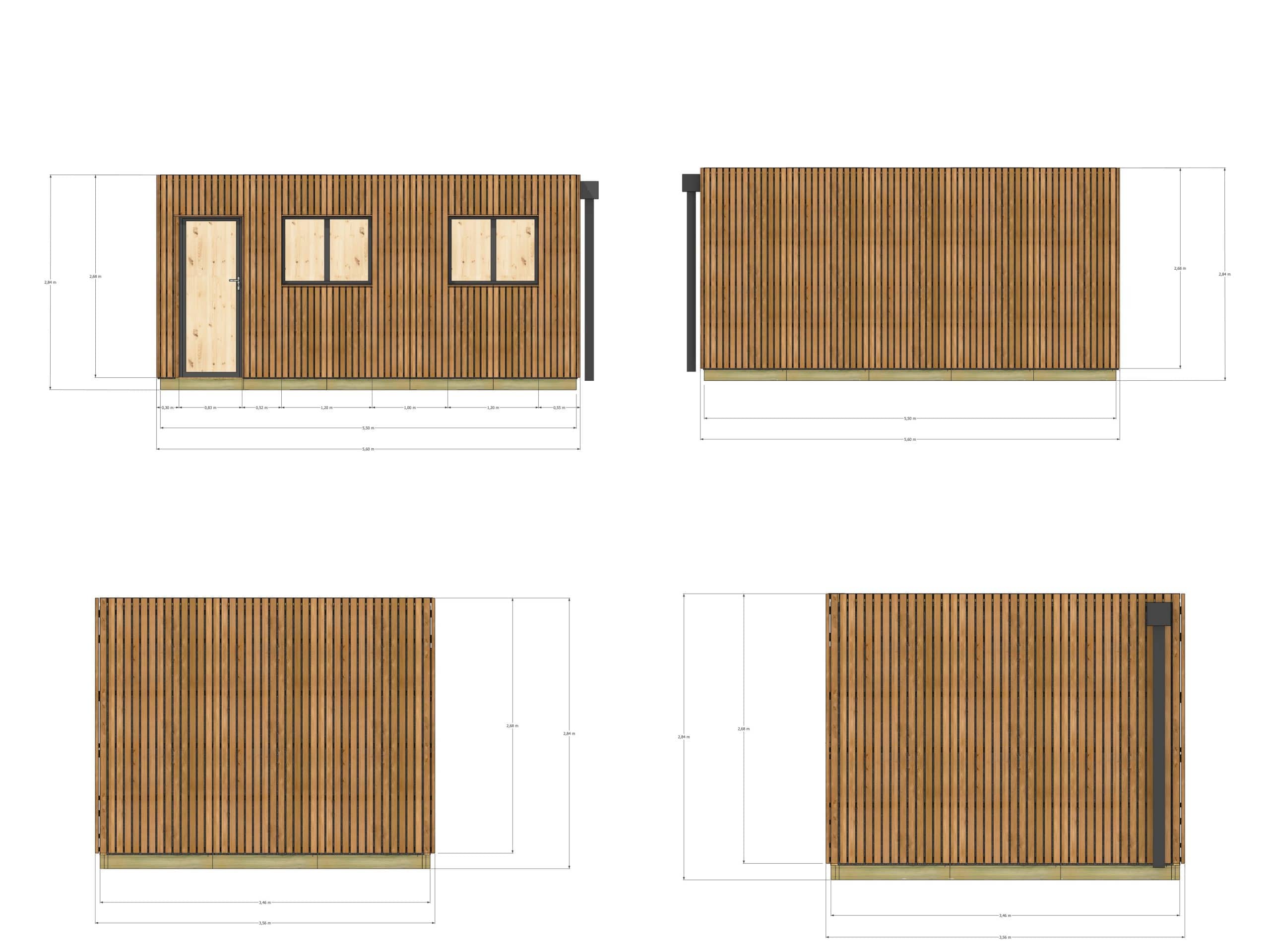 Dépendance jardin sans permis en bois 5,5 x 3,5 x 2,7 m avec plancher isolé - 4