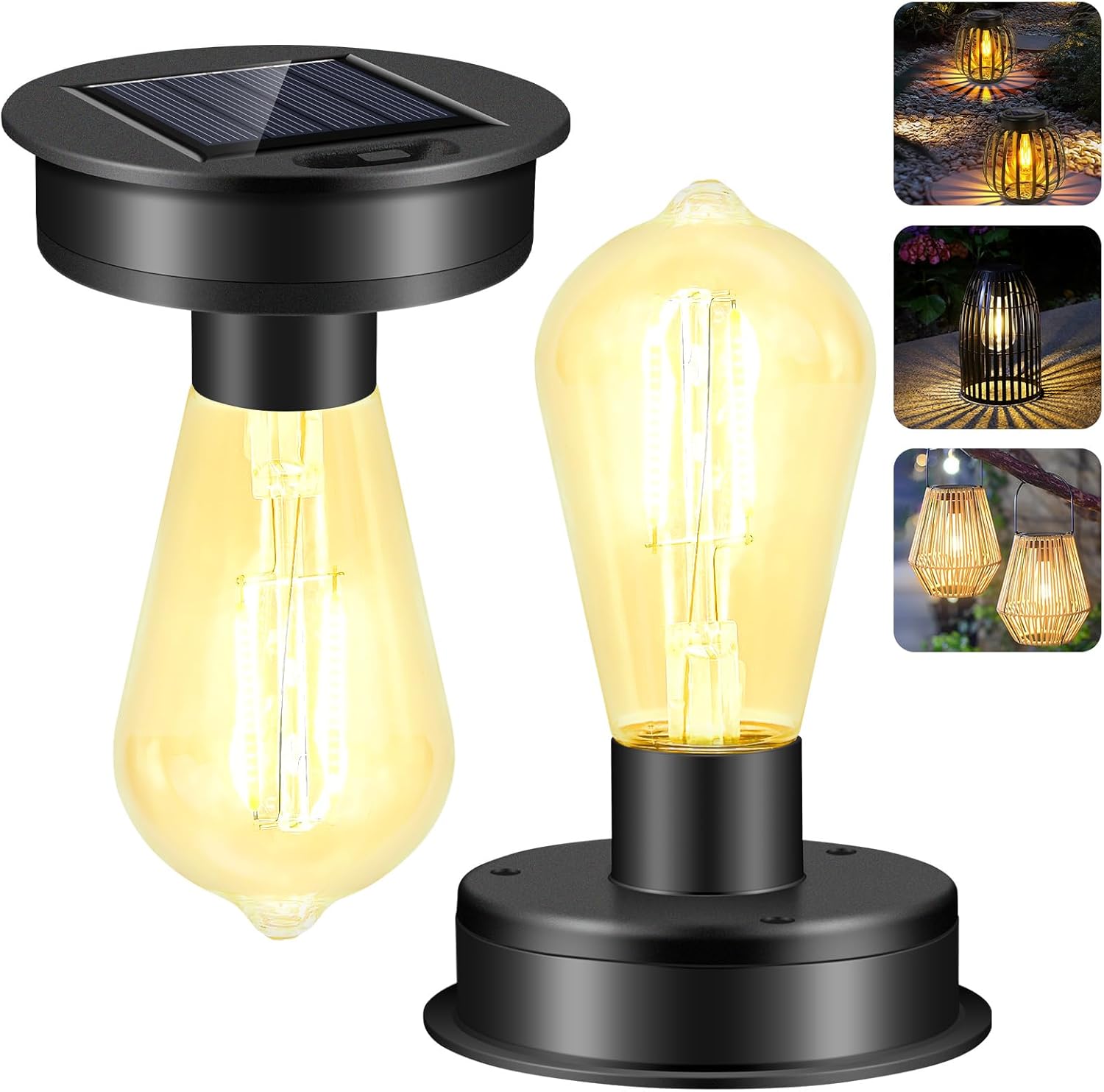 Żarówka solarna do użytku na zewnątrz, 2 sztuki, zamienna lampa solarna do ogrodu, zamienna osłona do latarni solarnej