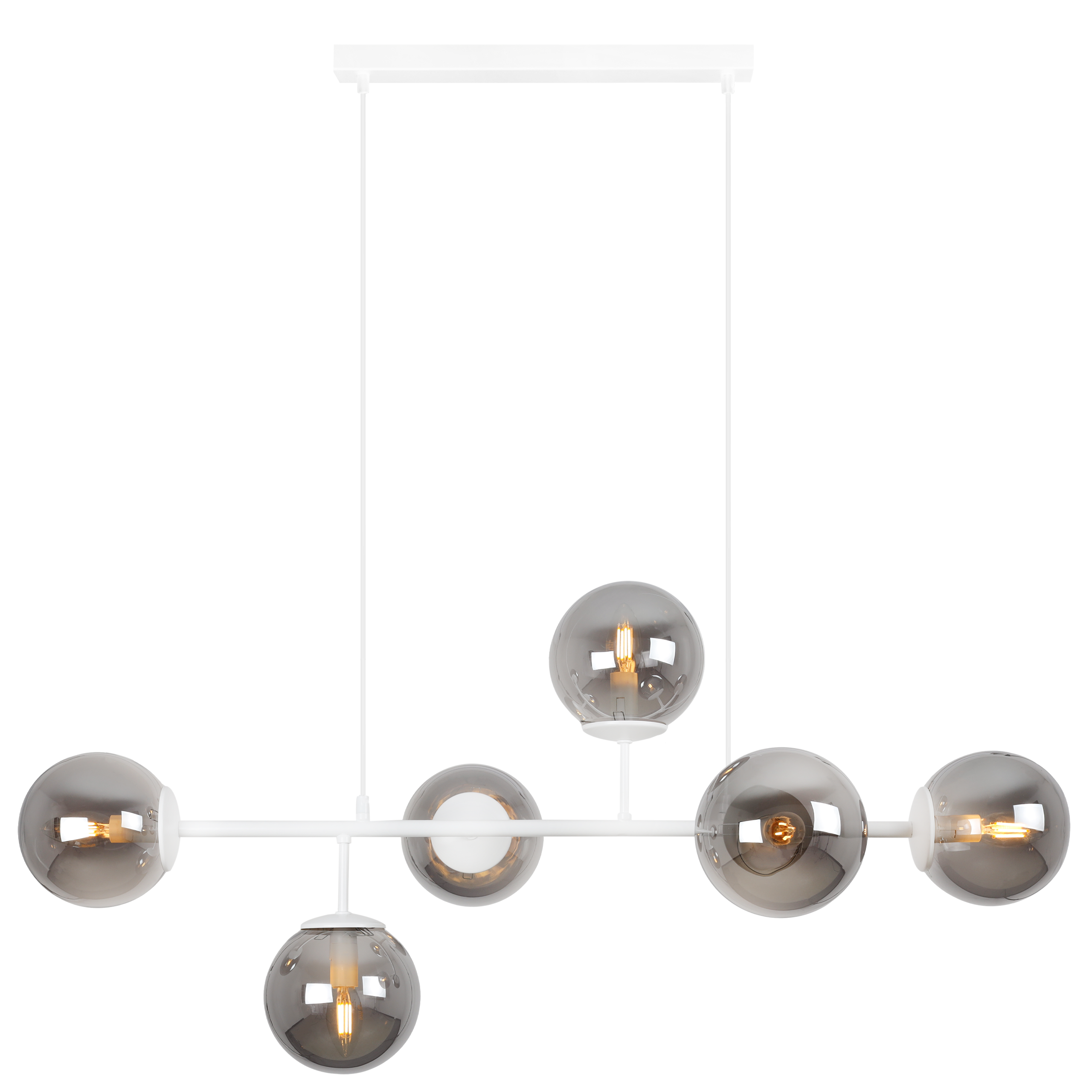 Lampa sufitowa wisząca Siena biała glamour 6xE14 klosz kula grafit Light Home LH