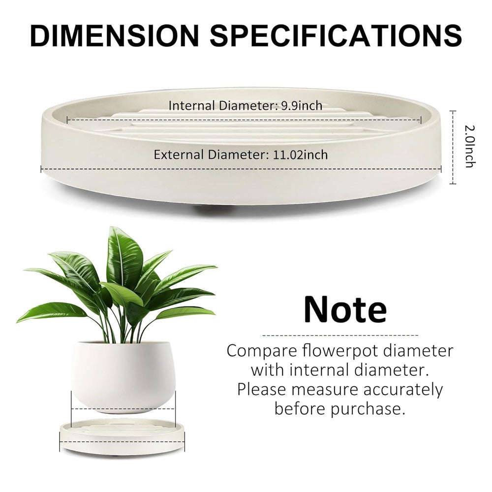 Plateau pour pot de fleurs, 25 cm, beige, 1 pièce, 4 roulettes invisibles, base amovible, support pour pot de fleurs - 4