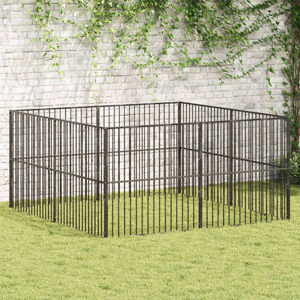 Recinto per cani con 16 pannelli, acciaio zincato nero | Leroy Merlin