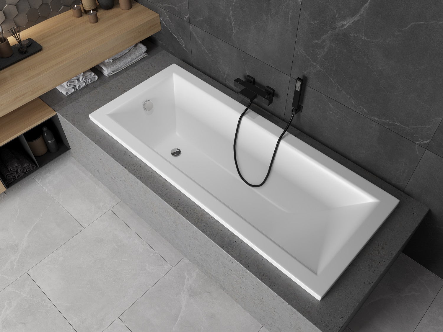 Baignoire rectangulaire Mexen Cubik 180 x 80 cm, blanche - 55031808000 - 3