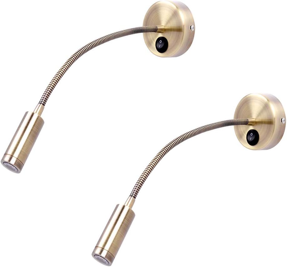 Lampa do czytania z gęsią szyją - 3W - długość gęsiej szyjki: 30cm - Nadaje się do stosowania przy łóżku - ciepłe światło