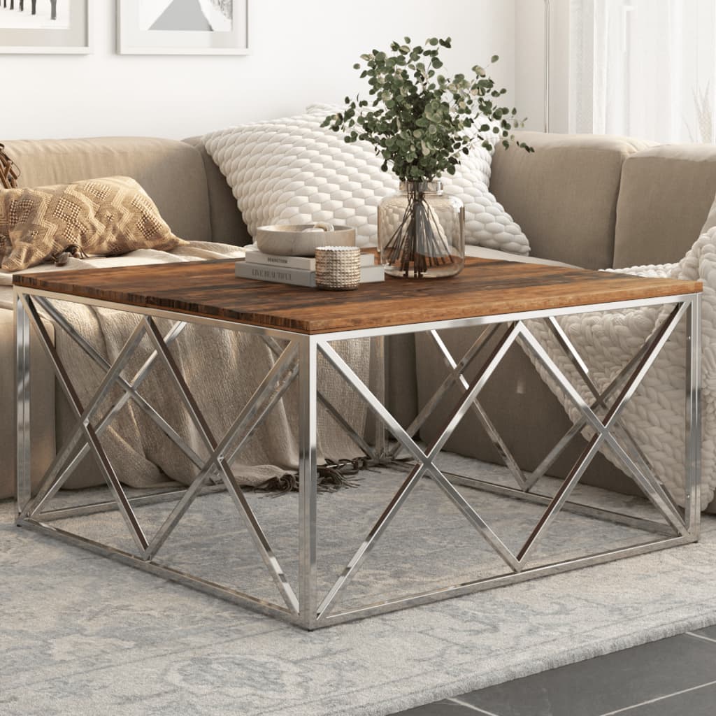 Table basse bois massif et métal 120cm Jolene
