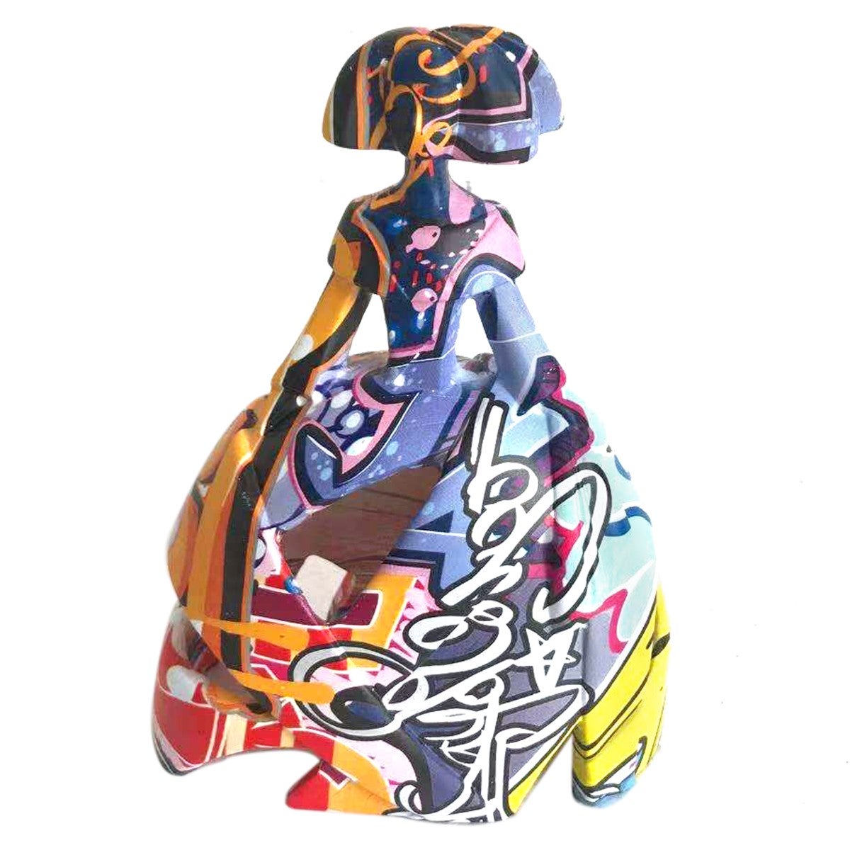 By sigris figura menina grafiti multicolor de resina 28*15*24cm figura de persona