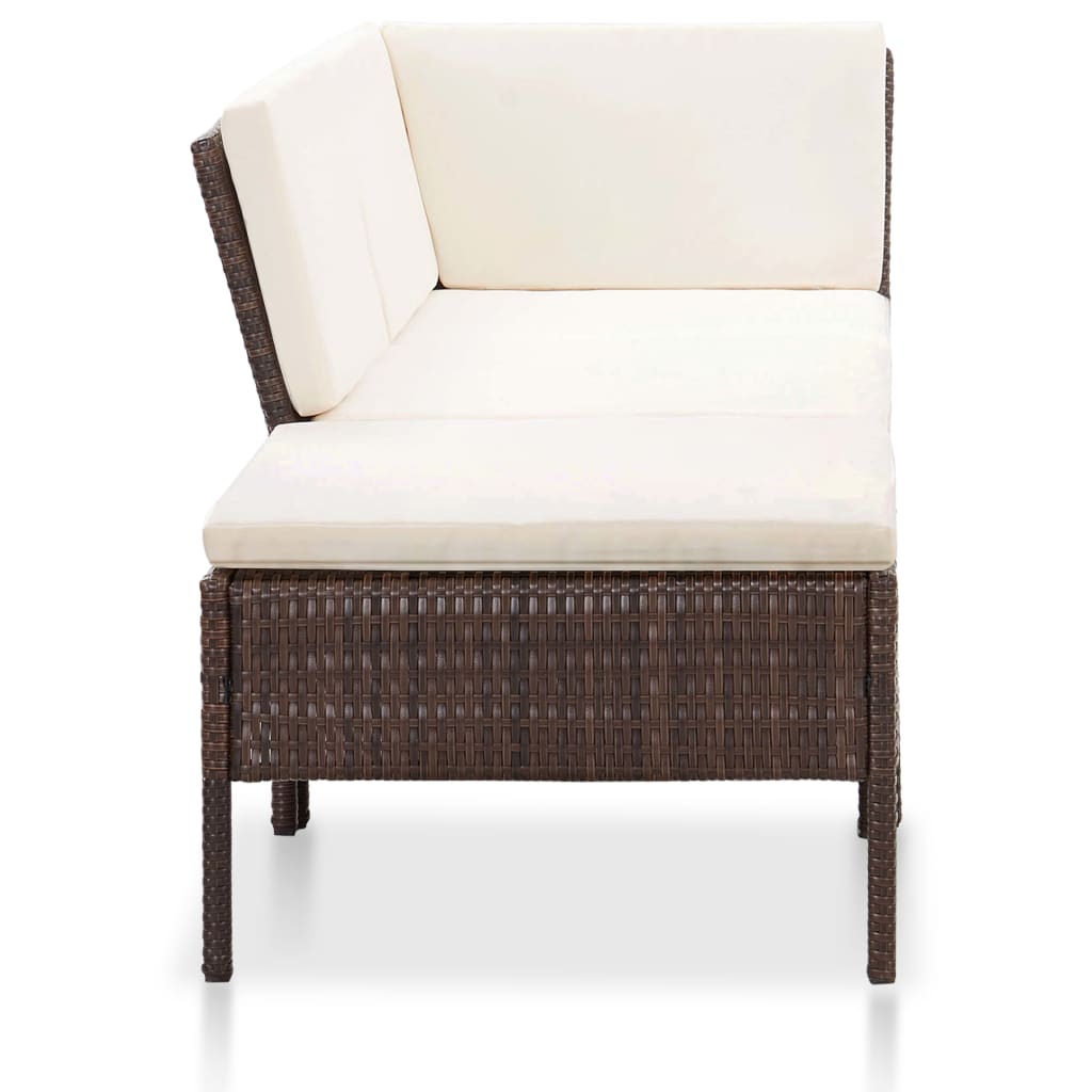 Maison Exclusive - Set Divani da Giardino 3 pz con Cuscini in Polyrattan Marrone - 3