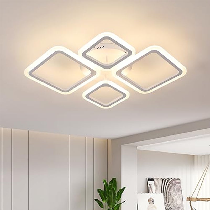 Lámpara de techo LED moderna de 30 W, luz cálida de 3000 K, 3 anillos creativos, 53 cm, ideal