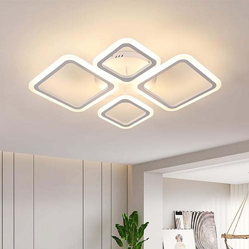 Lámpara de techo LED moderna de 30 W, luz cálida de 3000 K, 3 anillos creativos, 53 cm, ideal Lámpara de techo LED moderna de 30 W, luz cálida de 3000 K, 3 anillos creativos, 53 cm, ideal