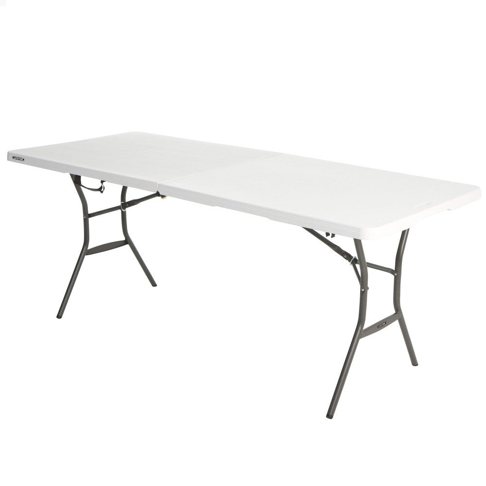 Mesa rectangular plegable blanco efecto granito lifetime 185x76x74 cm