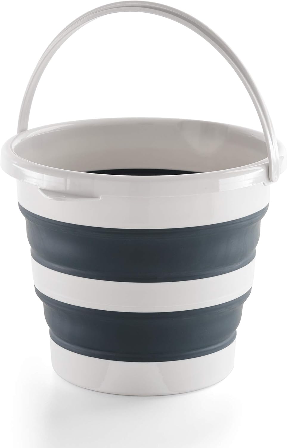 Składane wiadro 15 l, PP + tworzywo termoplastyczne | Wiadro z uchwytem, jasnoszare i ciemnoszare, 37 x 28 cm, po złożeniu 37 x 6 cm