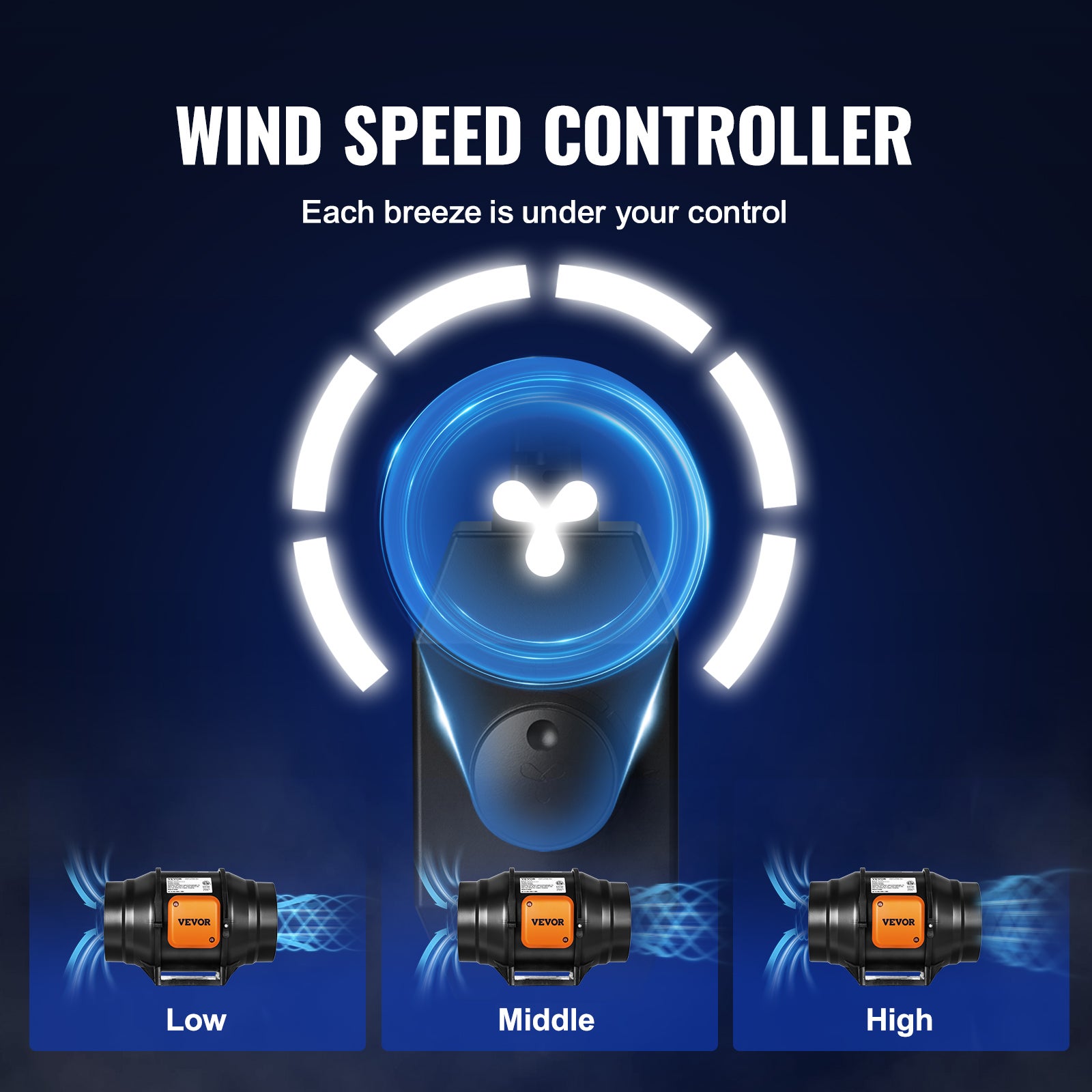 Extracteur d’air en ligne VEVOR Ø152,4 mm, 550 m³/h, variateur à molette, moteur AC 220–240 V, faible bruit, booster pour tentes de culture - 5