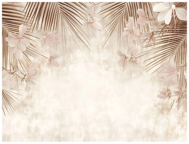 Papel pintado panorámico de hojas de hormigón beige 400x280 cm - Incluye cola - Dormitorio y salón - Mural de pared moderno